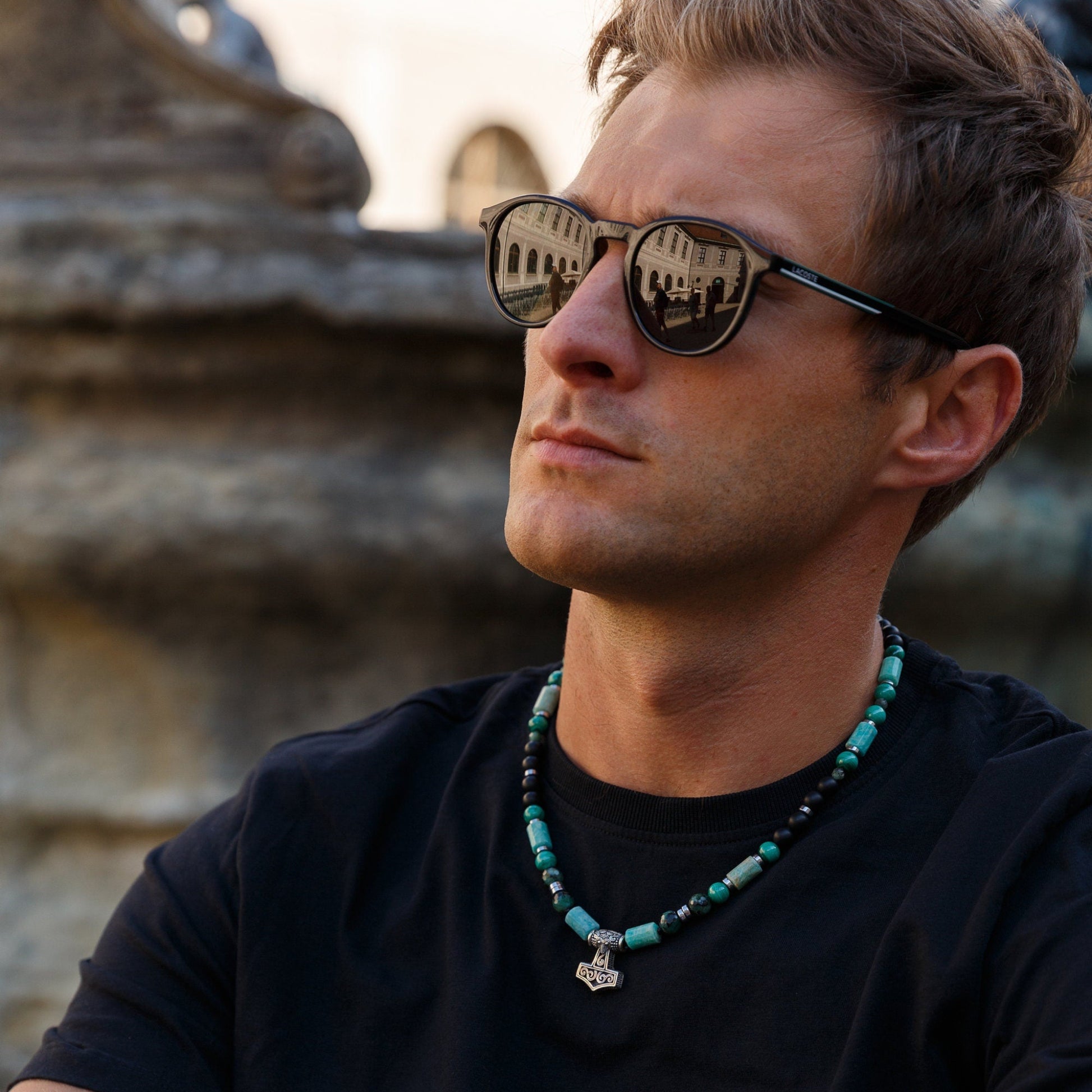 Thor's Hammer 925 Silver Pendant Necklace - Men's Emerald Malachite Amazonite Necklace- Short Necklace - Black Onyx Necklace - Gift for Men  - Shamballa Necklace - Birthstone Necklace - Gemstone Necklace Men - Chakra Necklace - Macrame Necklace  - Healing Necklace - Valinde - Shamballa Necklace - Birthstone Necklace - Gemstone Necklace Men - Chakra Necklace - Macrame Necklace  - Healing Necklace - Valinde
