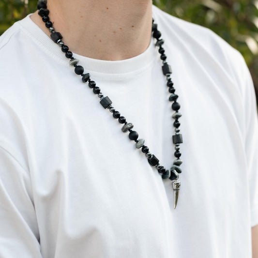 Men's Tourmaline Hawk's Eye Onyx Beaded Necklace, 925 Silver Pendant Necklace, Gift for Men, Adjustable Long Necklace, Gemstone Necklace- Shamballa Necklace - Birthstone Necklace - Gemstone Necklace Men - Chakra Necklace - Macrame Necklace  - Healing Necklace - Valinde - Shamballa Necklace - Birthstone Necklace - Gemstone Necklace Men - Chakra Necklace - Macrame Necklace  - Healing Necklace - Valinde
