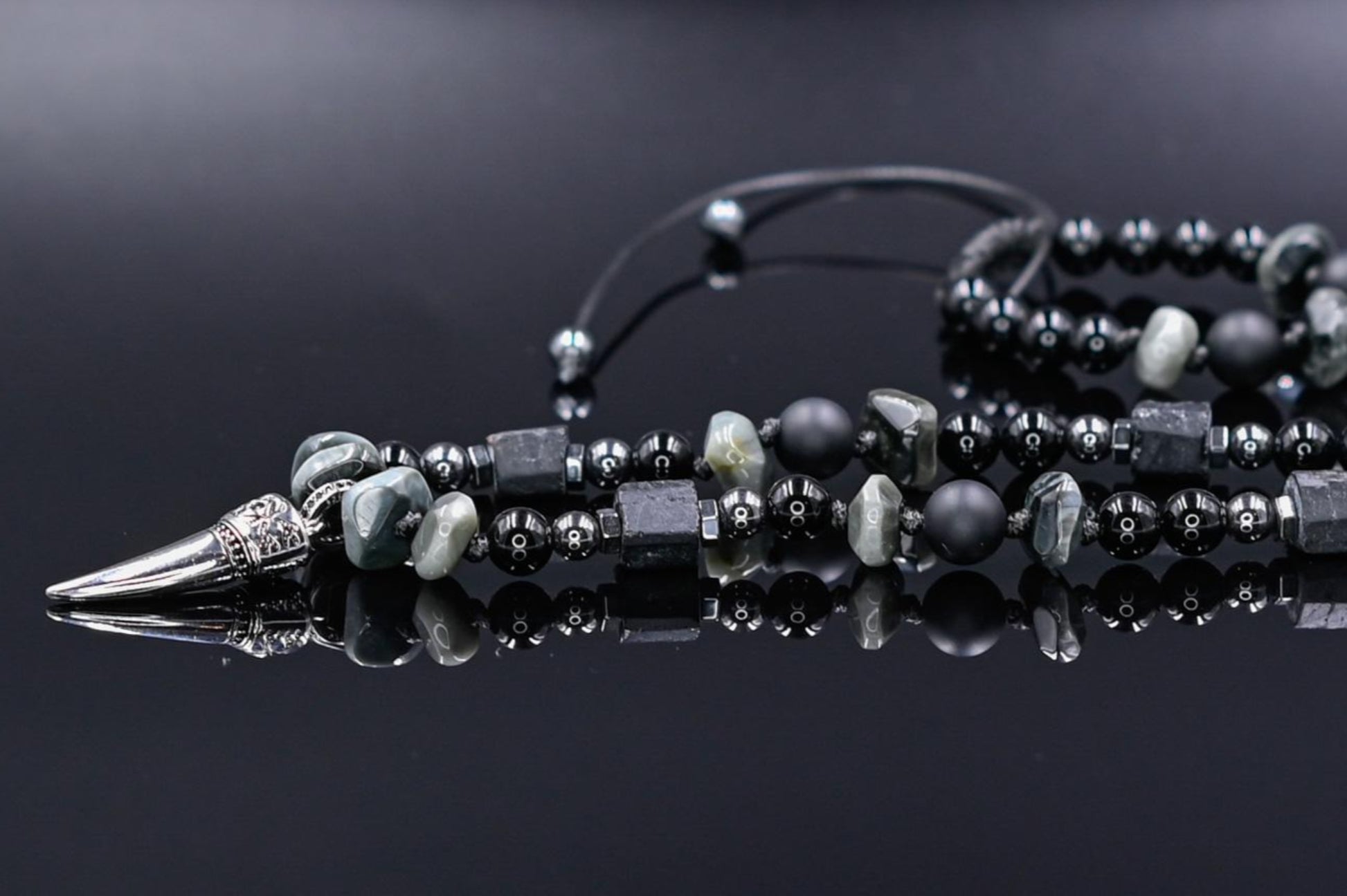 Men's Tourmaline Hawk's Eye Onyx Beaded Necklace, 925 Silver Pendant Necklace, Gift for Men, Adjustable Long Necklace, Gemstone Necklace- Shamballa Necklace - Birthstone Necklace - Gemstone Necklace Men - Chakra Necklace - Macrame Necklace  - Healing Necklace - Valinde - Shamballa Necklace - Birthstone Necklace - Gemstone Necklace Men - Chakra Necklace - Macrame Necklace  - Healing Necklace - Valinde
