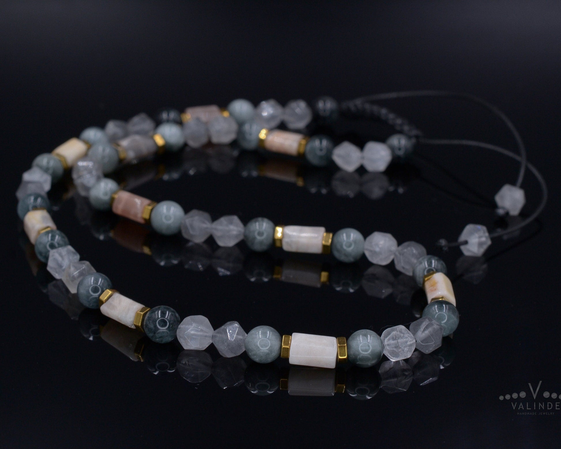 Men's Sunstone and Hawk's Eye Crystal Necklace - Quartz Beaded Necklace - Gift for Men - Short Adjustable Necklace - Father's Day Gift- Shamballa Necklace - Birthstone Necklace - Gemstone Necklace Men - Chakra Necklace - Macrame Necklace  - Healing Necklace - Valinde
