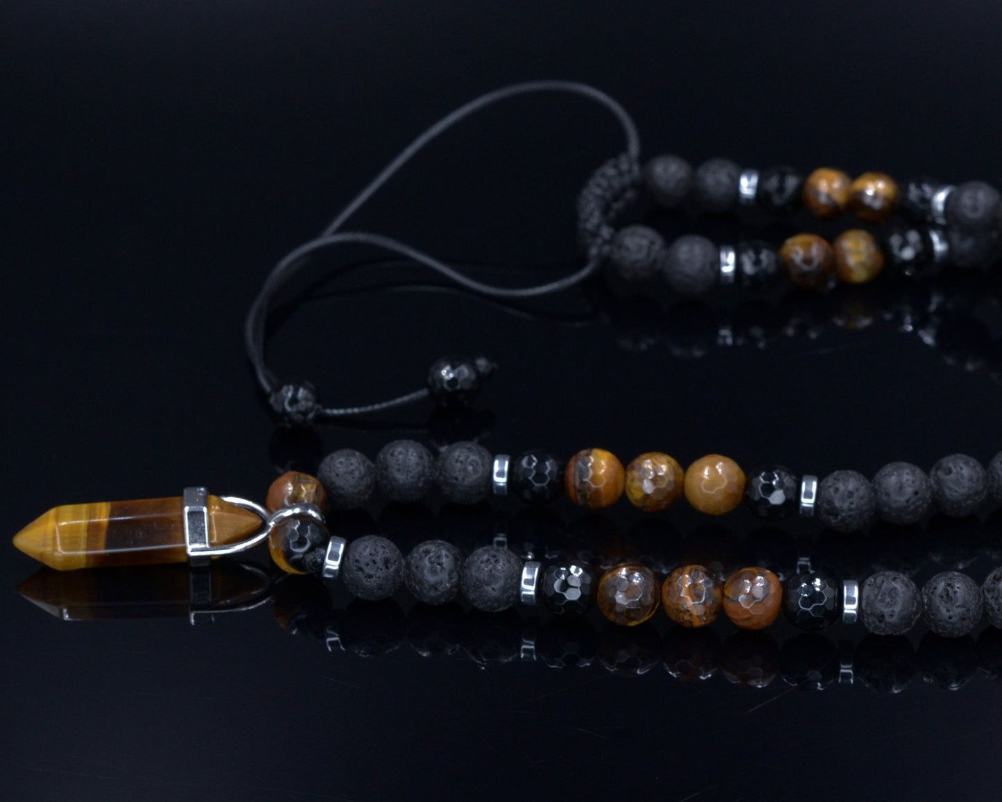Tiger's Eye Pendant Necklace for Men - Long Crystal Necklace - Men's Black Onyx Necklace & Hematite - Gift for Men - Beaded Necklace Men's Lava Stone Beaded Necklace - Tiger's Eye Pendant Necklace - Gift for Men - Long Necklace - Father's Day Gift - Crystal Necklace - Shamballa Necklace - Birthstone Necklace - Gemstone Necklace Men - Chakra Necklace - Macrame Necklace  - Healing Necklace - Valinde
