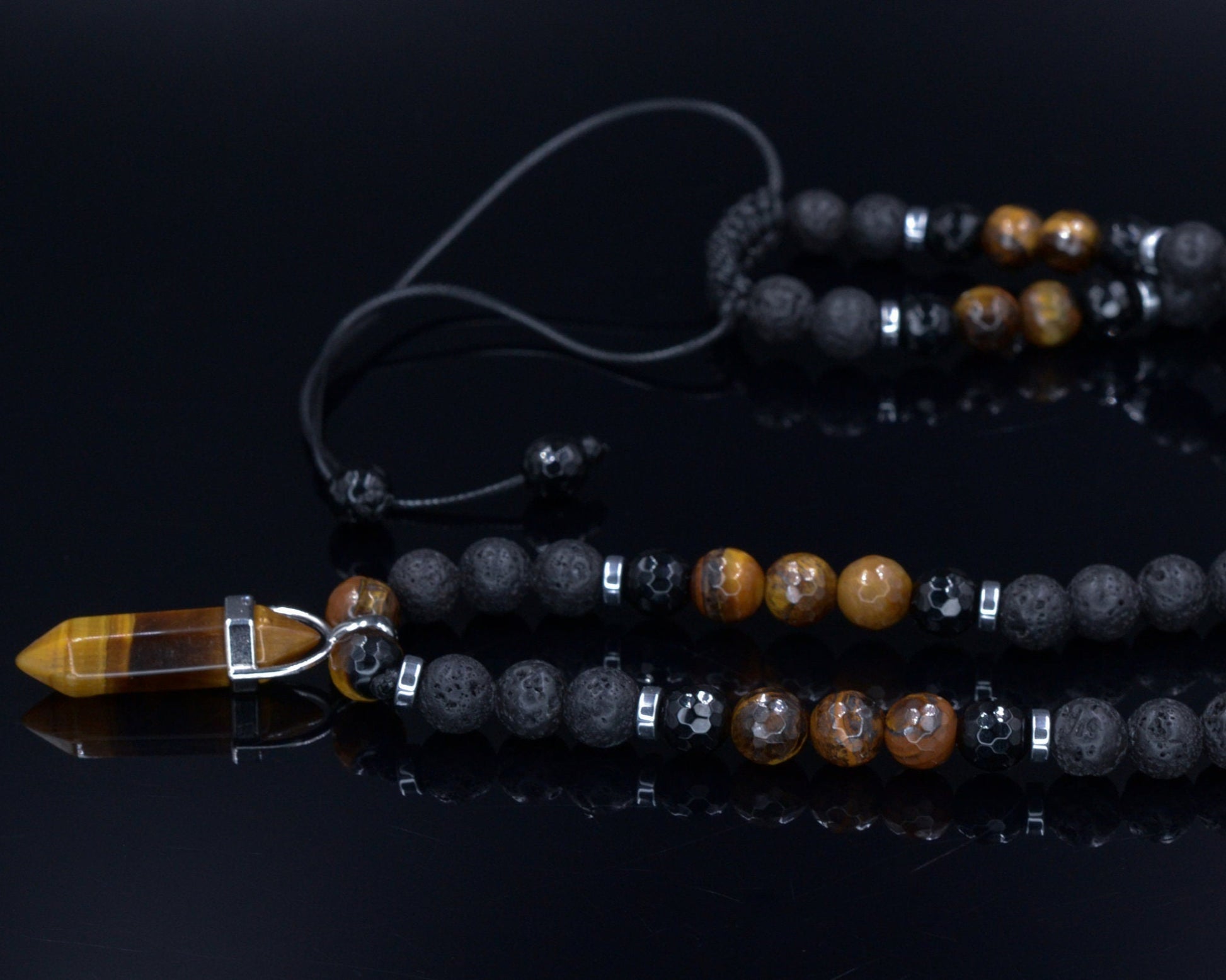 Tiger's Eye Pendant Necklace for Men - Long Crystal Necklace - Men's Black Onyx Necklace & Hematite - Gift for Men - Beaded Necklace Men's Lava Stone Beaded Necklace - Tiger's Eye Pendant Necklace - Gift for Men - Long Necklace - Father's Day Gift - Crystal Necklace - Shamballa Necklace - Birthstone Necklace - Gemstone Necklace Men - Chakra Necklace - Macrame Necklace  - Healing Necklace - Valinde
