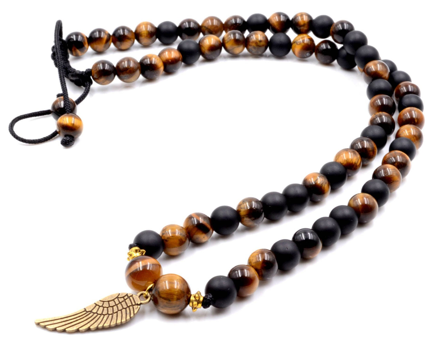 Men's Tiger's eye Beaded Necklace Black Onyx Gemstone Necklace Gift for Men Men Bead Necklace Men's Jewelry Gift for Him Crystal Necklace  - Shamballa Necklace - Birthstone Necklace - Gemstone Necklace Men - Chakra Necklace - Yoga Necklace - Mantra Necklace -Macrame Necklace  - Healing Necklace - Valinde
