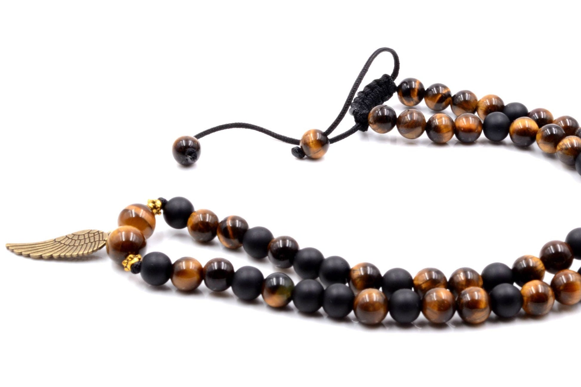 Men's Tiger's eye Beaded Necklace Black Onyx Gemstone Necklace Gift for Men Men Bead Necklace Men's Jewelry Gift for Him Crystal Necklace  - Shamballa Necklace - Birthstone Necklace - Gemstone Necklace Men - Chakra Necklace - Yoga Necklace - Mantra Necklace -Macrame Necklace  - Healing Necklace - Valinde
