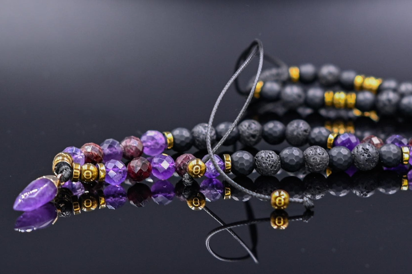 Red Garnet Amethyst Crystal Necklace, Men's Adjustable Gemstone Necklace, Yoga Necklace, Healing Jewelry, Gift for Men, Lava Stone Necklace - Shamballa Necklace - Birthstone Necklace - Gemstone Necklace Men - Chakra Necklace - Yoga Necklace - Mantra Necklace -Macrame Necklace  - Healing Necklace - Gift for Father - Gift For Men - Valinde
