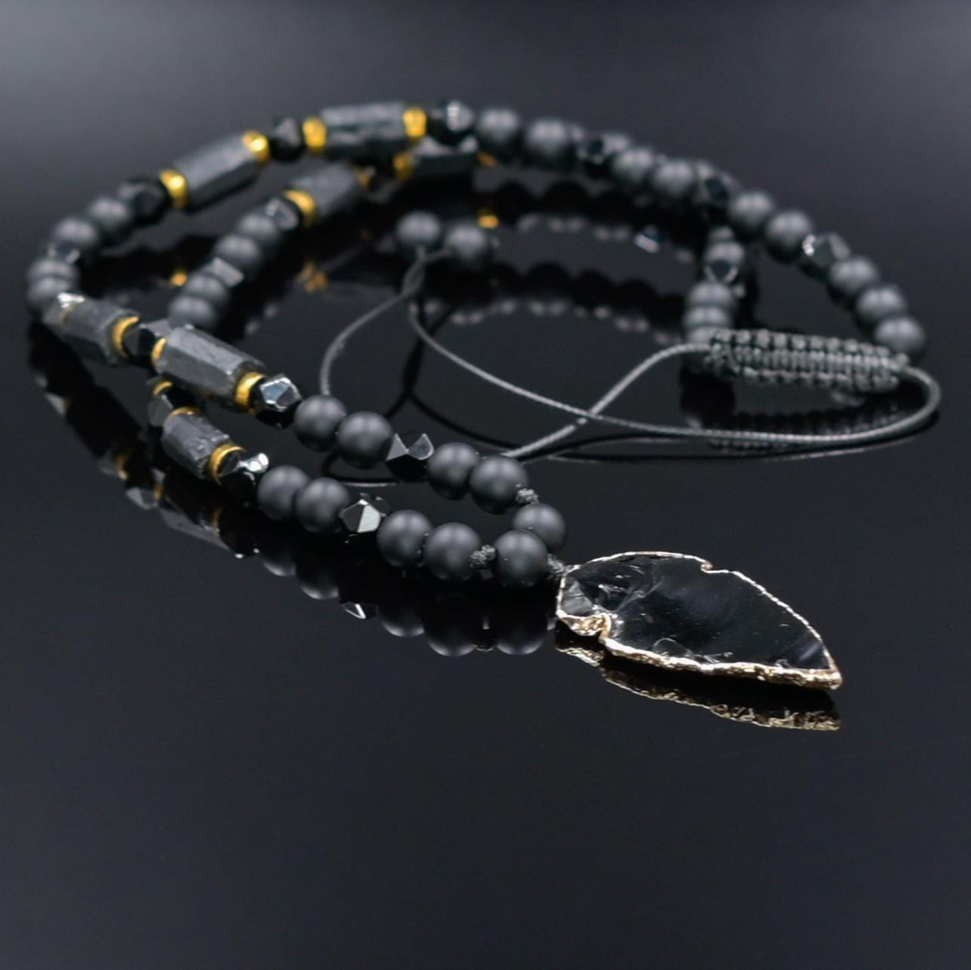 Men's Protection Necklace, Black Tourmaline Pendant Necklace, Onyx Agate Adjustable Necklace, Long Beaded Stone Necklace, Gift for Men - Shamballa Necklace - Birthstone Necklace - Gemstone Necklace Men - Chakra Necklace - Yoga Necklace - Mantra Necklace -Macrame Necklace  - Healing Necklace - Gift for Father - Gift For Men - Valinde
