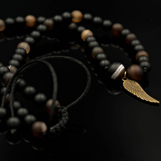 Men's Necklace Gemstone Necklace Agate Onyx Beaded Necklace Pendant Necklace Men's Jewelry Gift for Men Grystal Jewelry - Shamballa Necklace - Birthstone Necklace - Gemstone Necklace Men - Chakra Necklace - Yoga Necklace - Mantra Necklace -Macrame Necklace  - Healing Necklace - Gift for Father - Gift For Men - Valinde

