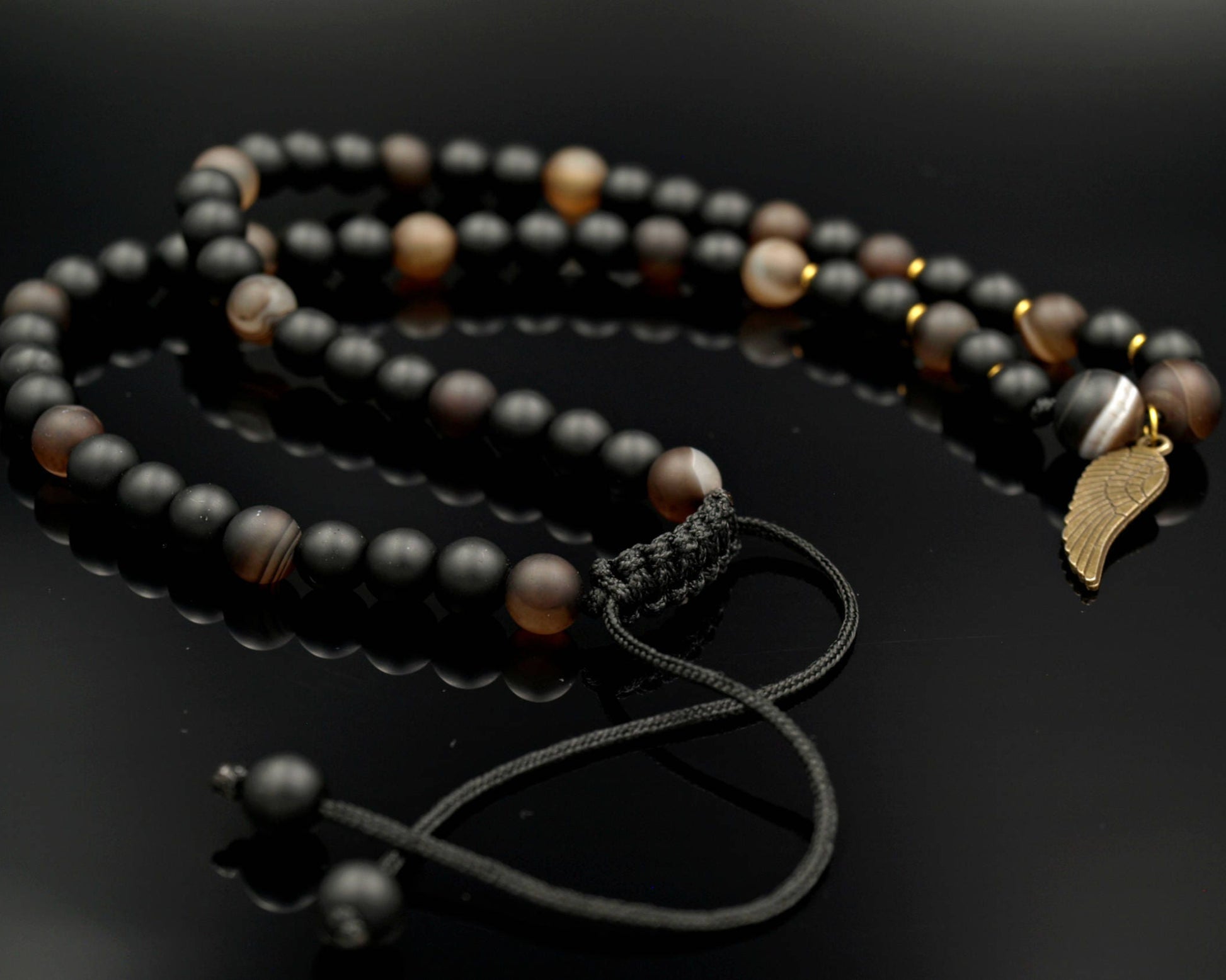 Men's Necklace Gemstone Necklace Agate Onyx Beaded Necklace Pendant Necklace Men's Jewelry Gift for Men Grystal Jewelry - Shamballa Necklace - Birthstone Necklace - Gemstone Necklace Men - Chakra Necklace - Yoga Necklace - Mantra Necklace -Macrame Necklace  - Healing Necklace - Gift for Father - Gift For Men - Valinde
