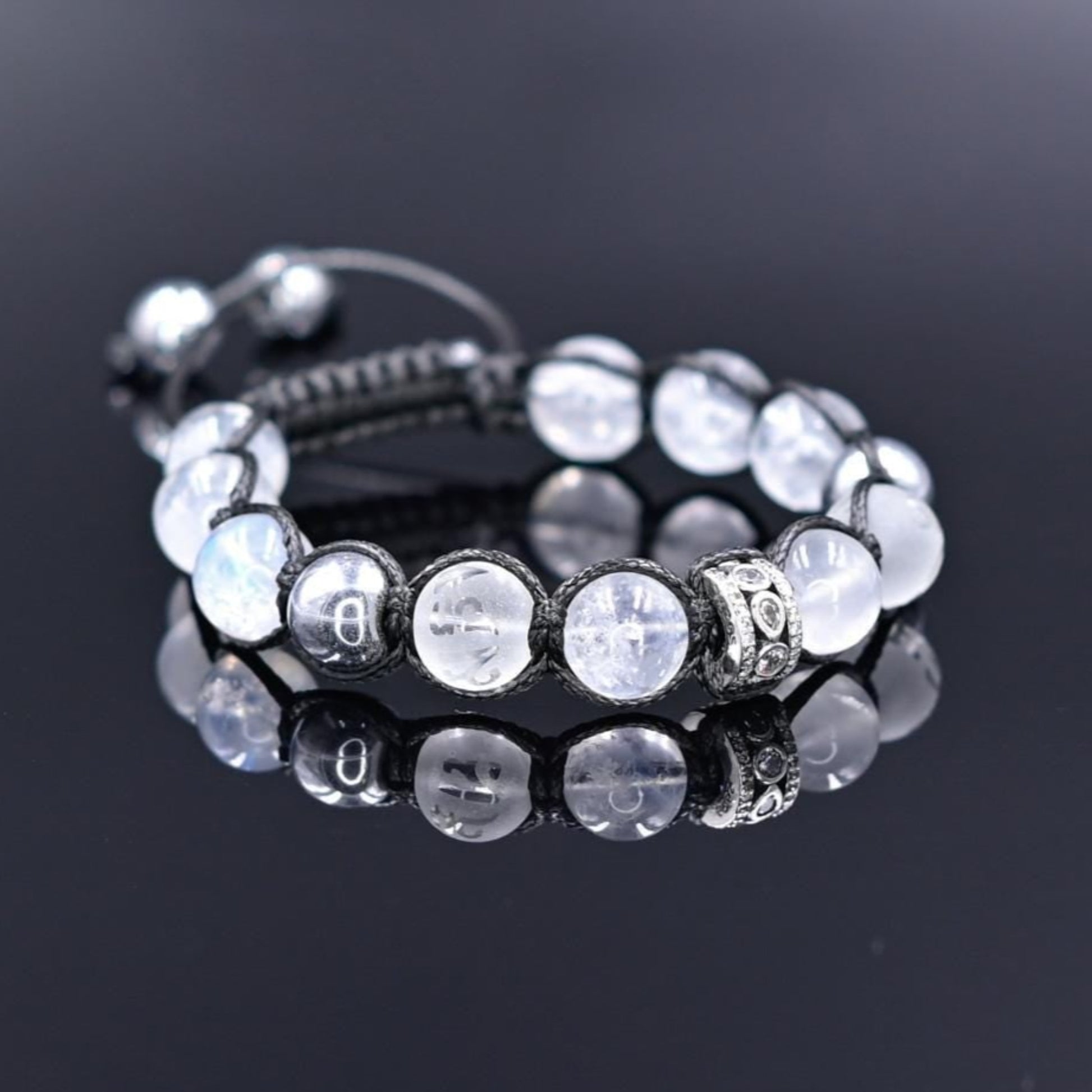 Men's Genuine Moonstone Bracelet / 925 Sterling Silver Bracelet / Gemstone Bracelet / Crystal Bracelet / Gift or Men / Adjustable Bracelet
