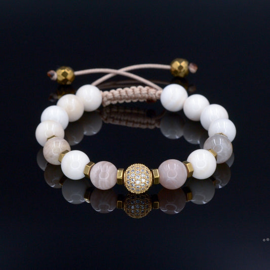 Women's Pearl Beaded Bracelet - Sunstone Crystal Bracelet - Gift for Women- Adjustable Macrame Bracelet - CZ Bracelet - Mother's Day Gift - Birthstone Bracelet - Gemstone Bracelet Women - Chakra Bracelet - Macrame Bracelet - Healing Bracelet - Valinde - Shamballa Bracelet - Birthstone Bracelet - Gemstone Bracelet Women - Chakra Bracelet - Macrame Bracelet - Healing Bracelet - Valinde