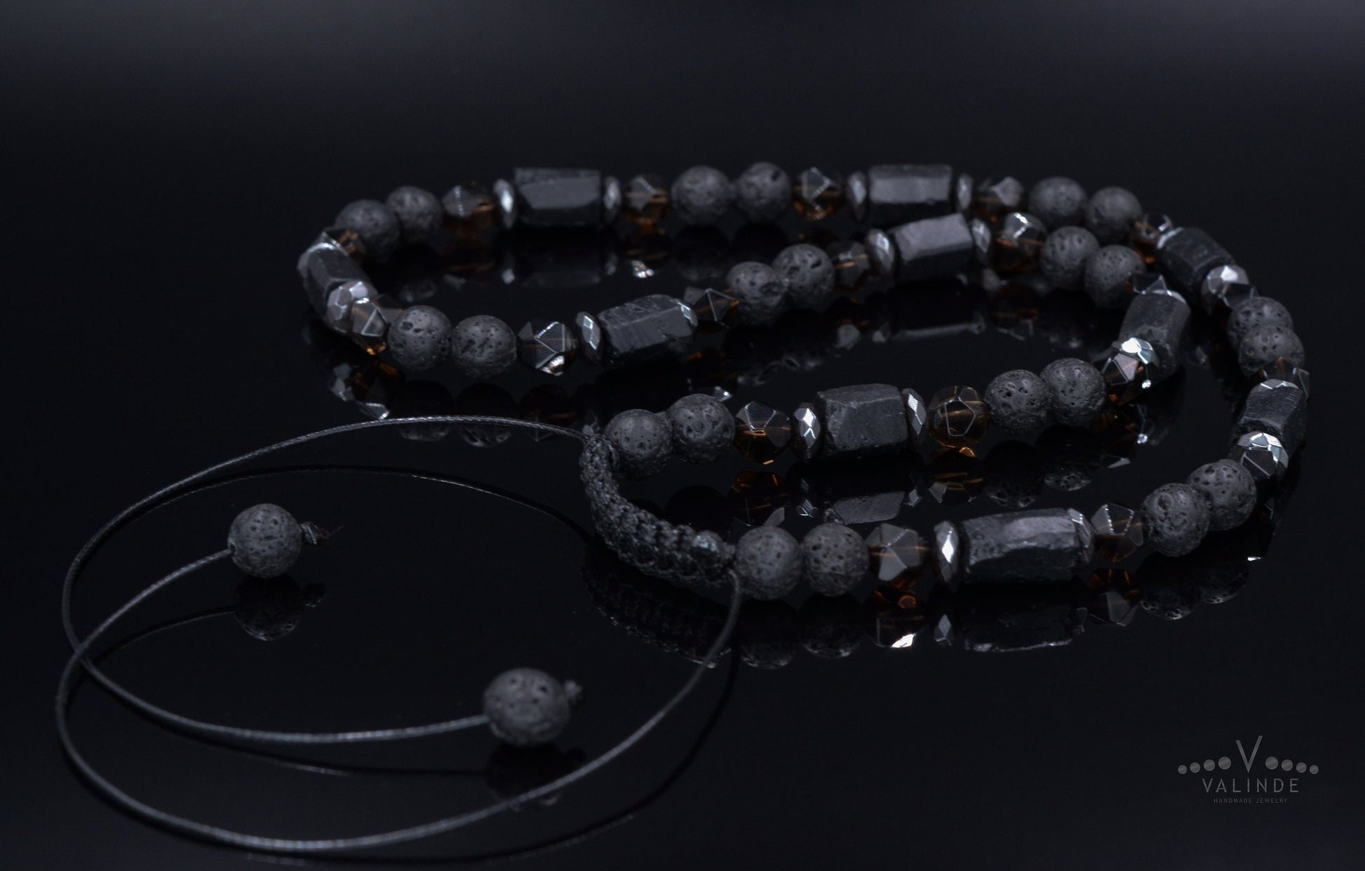 Black Tourmaline Short Necklace / Men's Lava Stone Necklace / Crystal Bead Necklace / Shorl Tourmaline Necklace / Gift for Men /Man Necklace