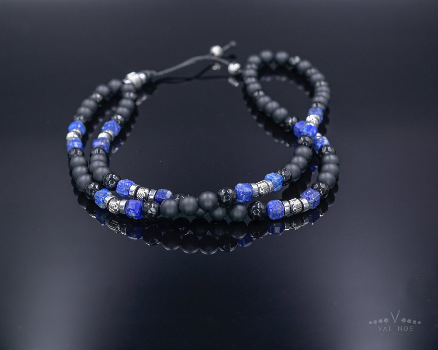 Lapis lazuli Necklace for Men, Men's Long Black Onyx Necklace, Agate Hematite Stone Necklace, Gift for Men, Crystal Beaded Necklace