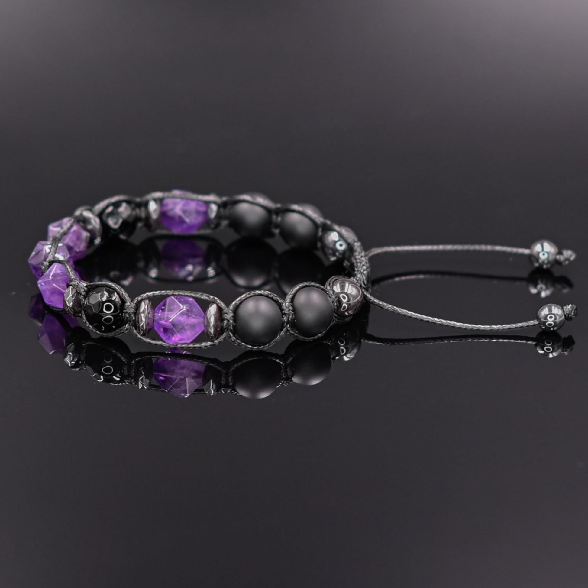 Men's Amethyst Bead Bracelet Black Onyx and Hematite Bracelet Gift for Man Father's Day Gift Adjustable Stone Bracelet Gift for Men - Shamballa Bracelet - Mantra Bracelet  -  Yoga Bracelet -  Birthstone Bracelet - Gemstone Bracelet Men - Chakra Bracelet - Macrame Bracelet - Healing Bracelet - Gift for Father - Gift For Men - Valinde
