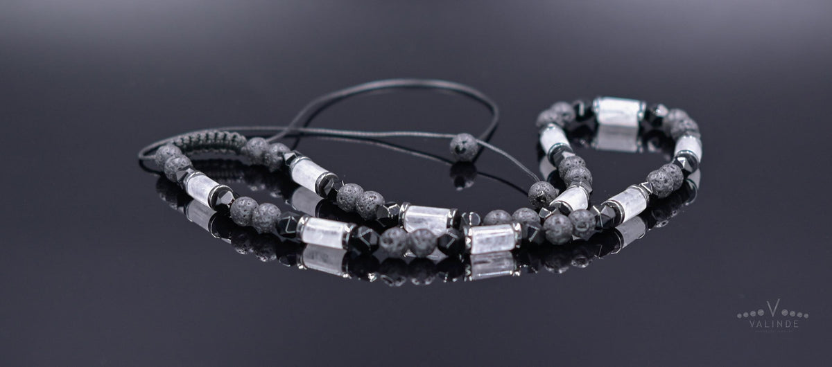Men's Black Lava Stone & Rock Crystal Necklace, Natural Agate Beaded Jewelry, Spiritual Protection Necklace, Father's Day Gift