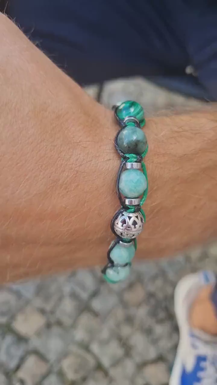 Genuine Malachite Bracelet for Men - Men's Black Onyx Agate Bracelet - Adjustable Macrame Bracelet - Gift for Men - Christmas Gift for MenAmazonite Emerald Bracelet for Men - Men's Malachite Crystal Bracelet - 925 Silver Bead Bracelet - Gift for Men - Shamballa Bracelet - Birthstone Bracelet - Gemstone Bracelet Men - Chakra Bracelet - Macrame Bracelet - Healing Bracelet - Valinde - Shamballa Bracelet - Birthstone Bracelet - Gemstone Bracelet Men - Chakra Bracelet - Macrame Bracelet - Valinde