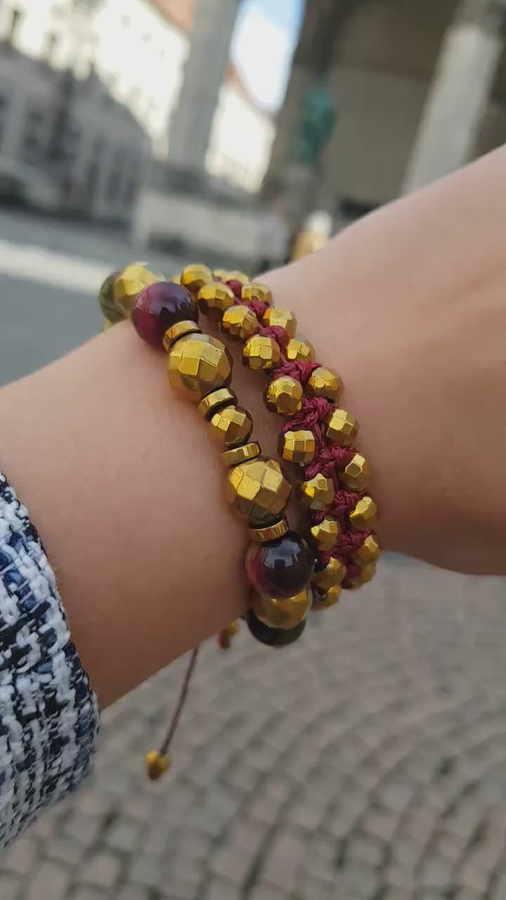 Women Beaded Bracelet_Women Bracelet_Tiger's Eye Hematite_Gemstone Bracelet_Handmade Jewelry_Chakra Bracelet_Birthstone Bracelet_Valinde_
