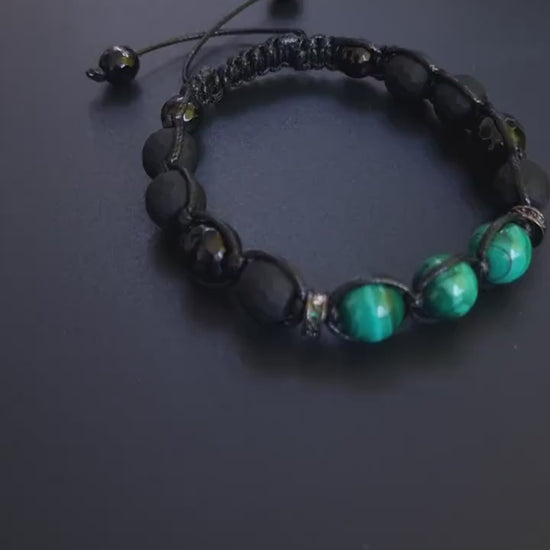 Genuine Malachite Bracelet for Men - Men's Black Onyx Agate Bracelet - Adjustable Macrame Bracelet - Gift for Men - Christmas Gift for Men- Shamballa Bracelet - Birthstone Bracelet - Gemstone Bracelet Men - Chakra Bracelet - Macrame Bracelet - Healing Bracelet - Valinde - Shamballa Bracelet - Birthstone Bracelet - Gemstone Bracelet Men - Chakra Bracelet - Macrame Bracelet - Healing Bracelet - Valinde

