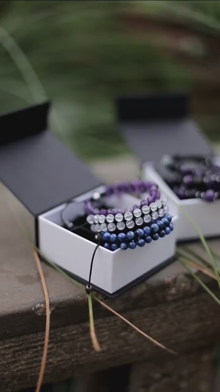 Men's Fluorite Bracelet - Black Onyx Agate Hematite Bead Bracelet - Adjustable Crystal Bracelet - Gift for Men - Macrame Braided Bracelet - Shamballa Bracelet - Birthstone Bracelet - Gemstone Bracelet Men - Chakra Bracelet - Macrame Bracelet - Healing Bracelet - Valinde
