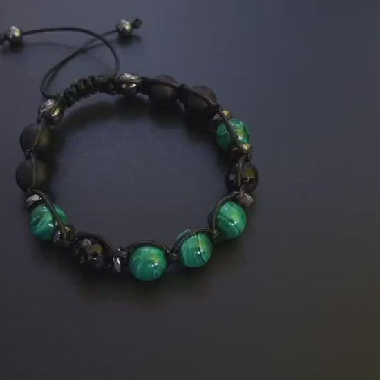 Malachite Bracelet for Men - Men's Black Onyx Braided Bracelet - Gift for Men - Adjustable Macrame Crystal Bracelet - Christmas Gift- Shamballa Bracelet - Birthstone Bracelet - Gemstone Bracelet Men - Chakra Bracelet - Macrame Bracelet - Healing Bracelet - Valinde - Shamballa Bracelet - Birthstone Bracelet - Gemstone Bracelet Men - Chakra Bracelet - Macrame Bracelet - Healing Bracelet - Valinde
