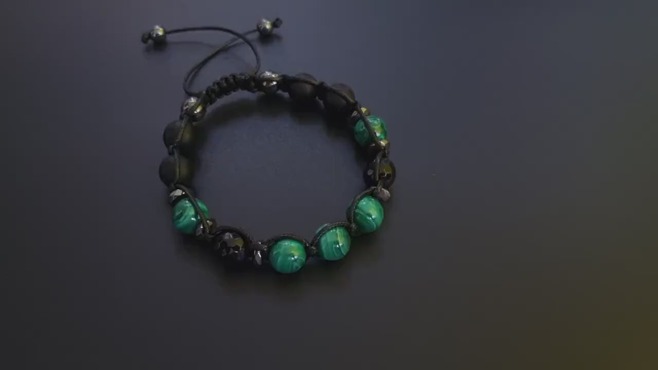 Malachite Bracelet for Men - Men's Black Onyx Braided Bracelet - Gift for Men - Adjustable Macrame Crystal Bracelet - Christmas Gift- Shamballa Bracelet - Birthstone Bracelet - Gemstone Bracelet Men - Chakra Bracelet - Macrame Bracelet - Healing Bracelet - Valinde - Shamballa Bracelet - Birthstone Bracelet - Gemstone Bracelet Men - Chakra Bracelet - Macrame Bracelet - Healing Bracelet - Valinde
