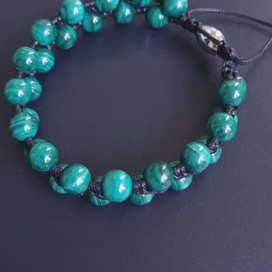 2 Row Beaded Bracelet_Men Bracelet_Malachite Stainless Steel_Gemstone Bracelet_Handmade Jewelry_Chakra Bracelet_Birthstone Bracelet_Valinde_
