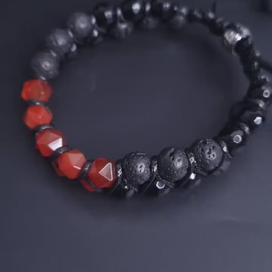 2 Row Beaded Bracelet_Men Bracelet_Stainless Steel  Agate Lava_Gemstone Bracelet_Handmade Jewelry_Chakra Bracelet_Birthstone Bracelet_Valinde_
