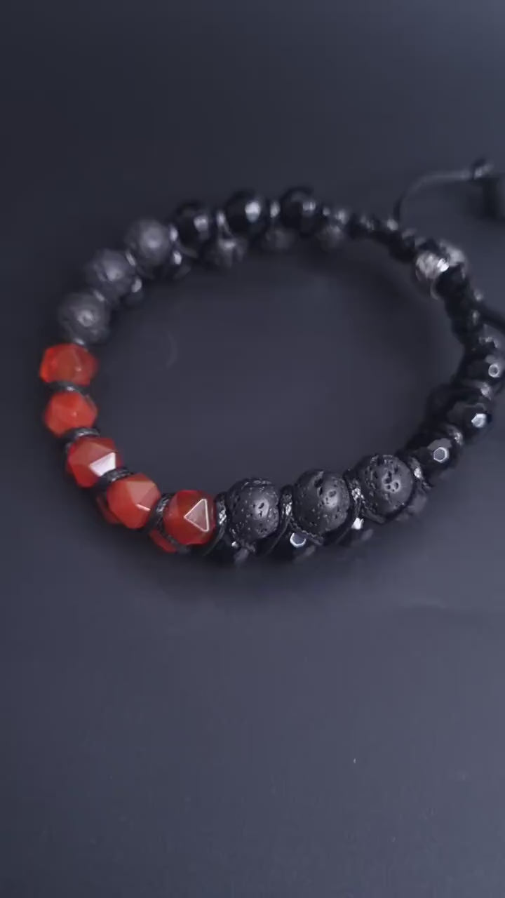 2 Row Beaded Bracelet_Men Bracelet_Stainless Steel  Agate Lava_Gemstone Bracelet_Handmade Jewelry_Chakra Bracelet_Birthstone Bracelet_Valinde_
