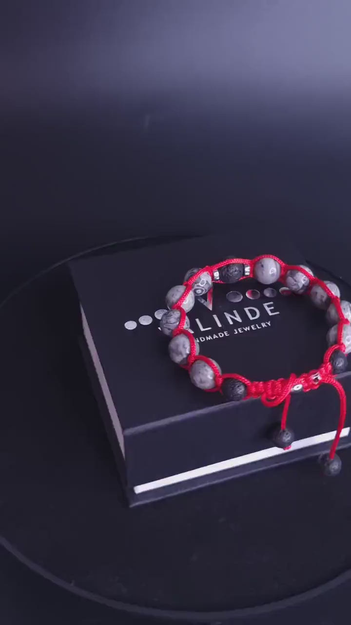 Jasper Bead Bracelet Men's Bracelet Adjustable Bracelet Gemstone Bead Bracelet Macramé Bracelet Gift for Men Stone Bead Bracelet  - Shamballa Bracelet - Mantra Bracelet  -  Birthstone Bracelet - Gemstone Bracelet Men - Chakra Bracelet - Macrame Bracelet - Healing Bracelet - Valinde