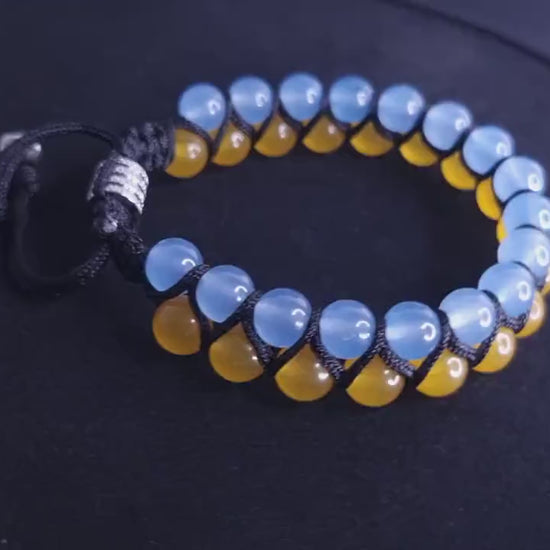 Stand with Ukraine bracelet - Ukrainian Flag Bracelet - Men's Agate Double Row Macrame Bracelet - Support Ukraine Bracelet  - Shamballa Bracelet - Birthstone Bracelet - Gemstone Bracelet Men - Chakra Bracelet - Macrame Bracelet - Healing Bracelet - Valinde - Shamballa Bracelet - Birthstone Bracelet - Gemstone Bracelet Men - Chakra Bracelet - Macrame Bracelet - Healing Bracelet - Valinde
