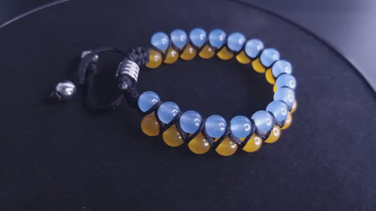 Stand with Ukraine bracelet - Ukrainian Flag Bracelet - Men's Agate Double Row Macrame Bracelet - Support Ukraine Bracelet  - Shamballa Bracelet - Birthstone Bracelet - Gemstone Bracelet Men - Chakra Bracelet - Macrame Bracelet - Healing Bracelet - Valinde - Shamballa Bracelet - Birthstone Bracelet - Gemstone Bracelet Men - Chakra Bracelet - Macrame Bracelet - Healing Bracelet - Valinde