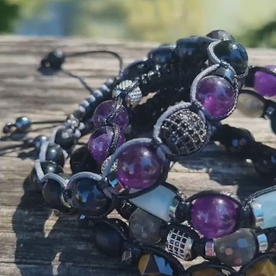 Men's Blue Tiger's Eye Bracelet - Amethyst Black Onyx Crystal Bracelet - Gift for Men - Adjustable Beaded Bracelet for Men - Men's Gift - Shamballa Bracelet - Birthstone Bracelet - Gemstone Bracelet Men - Chakra Bracelet - Macrame Bracelet - Healing Bracelet - Valinde - Shamballa Bracelet - Birthstone Bracelet - Gemstone Bracelet Men - Chakra Bracelet - Macrame Bracelet - Healing Bracelet - Valinde
