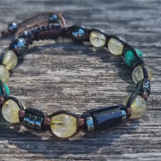 Men's Natural Citrine Crystal Bracelet - Gift for Men - Raw Tourmaline Malachite Bead Bracelet - Adjustable Macrame Bracelet for Men - Shamballa Bracelet - Birthstone Bracelet - Gemstone Bracelet Men - Chakra Bracelet - Macrame Bracelet - Healing Bracelet - Valinde - Shamballa Bracelet - Birthstone Bracelet - Gemstone Bracelet Men - Chakra Bracelet - Macrame Bracelet - Healing Bracelet - Valinde
