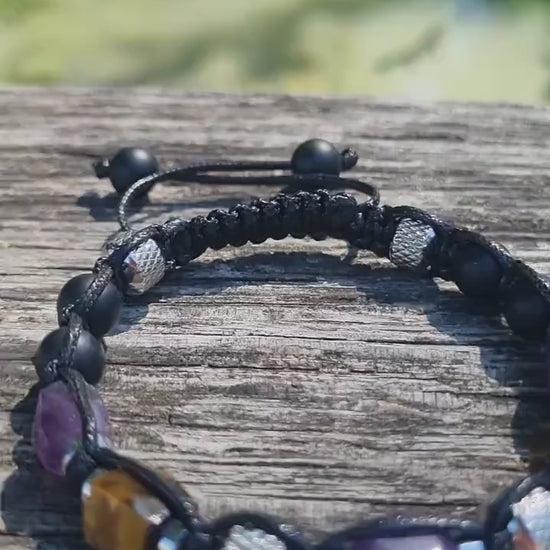 Men's Amethyst Crystal Bracelet - Steel Beads Bracelet - Gift for Men - Tiger's Eye Onyx Adjustable Bracelet - Macrame Bracelet for Men - Shamballa Bracelet - Birthstone Bracelet - Gemstone Bracelet Men - Chakra Bracelet - Macrame Bracelet - Healing Bracelet - Valinde - Shamballa Bracelet - Birthstone Bracelet - Gemstone Bracelet Men - Chakra Bracelet - Macrame Bracelet - Healing Bracelet - Valinde
